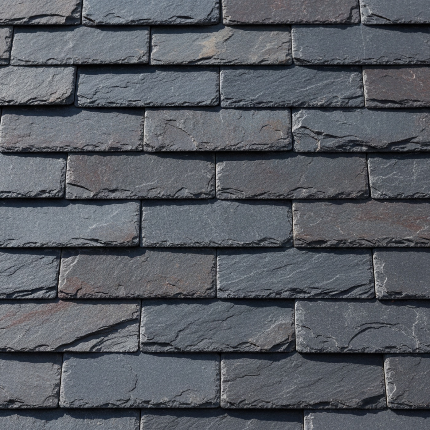 Close-up of natural slate roof tiles on a Long Island home